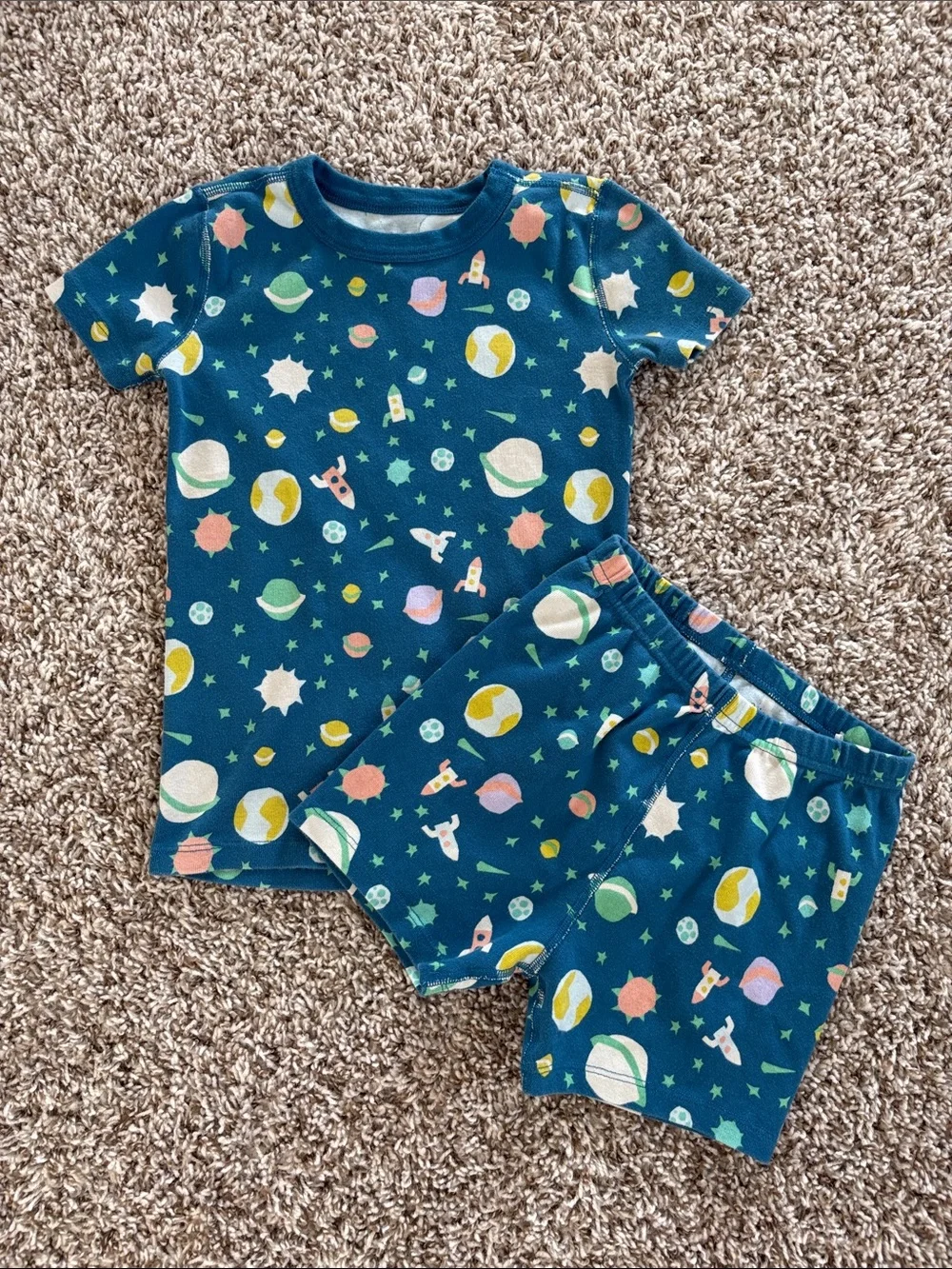 Quince Space-Print Short Sleeve Pajama Set